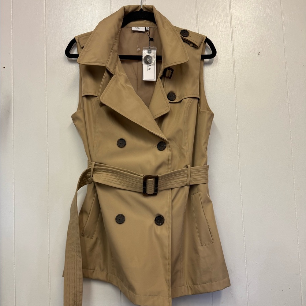 VILA Beige Sleeveless Trench Coat